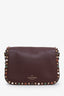 Valentino Burgundy Leather Rockstud Rolling Crossbody Bag With Guitar Strap