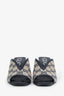 Gucci Navy/Beige Canvas GG Supreme Crystal Embellished Heels Size 37