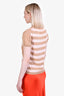 Burberry Beige/Pink/Coral Cotton Argyle Front Striped Back Short Sleeve Sweater Size L