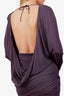 Christopher Esber Purple Lunda Draped Open Back Mini Dress Size 10