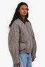Fabrique Brown Wool Tweed 'Dakota' Baseball Jacket Size S