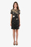 Valentino Black Wool Gold Sequin Embellished SS Dress Size 8