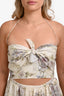 Zimmermann Cream/Multicolour Linen Floral Print Cut Out Midi Dress Size 2