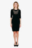 Moschino Black Cotton Embroidered Midi Dress Size 6