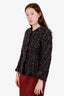Pre-loved Chanel™ 2010 Black/Red Chunky Tweed Zipper Front Fringe Trimmed Jacket Size 40