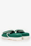 Gucci Adidas Green/White Terry Cloth Leather GG Monogram Adidas Logo Slides Size 39