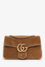 Gucci Brown Velvet GG Marmont Large Shoulder Bag