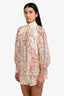 Zimmermann Cream/Pastel Floral Linen Long Sleeve Top + Short Set Size 0