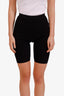 Saint Laurent Black Ribbed Logo Biker Shorts Size S