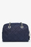 Prada Navy Quilted Tessuto Impuntu Chain Shoulder Bag