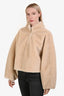 Frame Taupe Faux Fur Popover Quarter Zip Jacket Size M