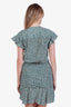 Veronica Beard Green Flower Print Ruched Dress Size 4