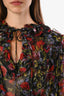 Dolce & Gabbana Black/Multi Silk Floral Print Ruffle Blouse Size 44