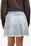 Pre-Loved Chanel™ 2018 Blue/Yellow Denim Light Wash Striped A-Line Midi Skirt Size 40