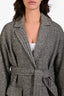 Loro Piana Black/White Herringbone Cashmere Silk Belted Short Coat Size L