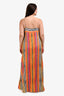 Staud Orange Colour Block Stripe Linen Maxi Dress Size L