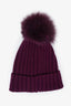 Moncler Purple Wool and Fox Fur Beanie