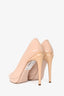 Fendi Beige Patent Leather Peep Toe Platform Pumps Size 38