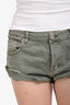 One Teaspoon Khaki Green Denim Distressed Shorts Size 27