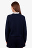 Sandro Navy Wool Blend Ruffle Collar Cardigan Size 1