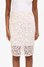 Vera Wang White/Nude Lace Knee Length Pencil Skirt Size 2