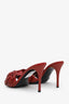 Valentino Red Leather Rose Atelier Slide Sandals Size 38.5