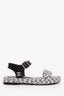 Pre-loved Chanel™ White/Black Woven Rope-Braided Ankle Strap Sandals Size 36
