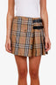 Burberry Brown Wool Vintage Check Kilt Mini Skirt Size 6