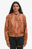 Hermès Burnt Orange Cotton 'Cliquetis Aquarelle' Reversible Bomber Jacket Size 36
