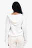 Brunello Cucinelli White Knit Beaded Ribbed Hooded Sweater Size L