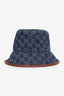 Gucci Blue/Brown Monogram Denim with Leather Trim Bucket Hat Size M