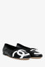 Pre-loved Chanel™ 2026 Black/White Quilted Leather Interlocking CC Ballerina Flats Size 38C