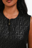 Fendi Jeans Vintage Metallic Black Zucca Print Sleeveless Mini Dress Size S