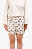 Christian Dior White/Multicolour Silk Zodiac Pixel Print Shorts Size 10