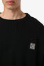 Off-White 2013 Black Cotton Rib Knit Logo Sweater Size S Mens