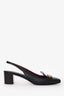 Valentino Black Leather Vlogo Chain Slingback Loafer Heels Size 39