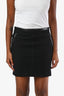 Gucci Vintage Black Wool Leather Trim Mini Skirt Size 38