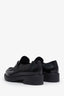 Prada Black Brushed Leather Triangle Plaque Logo Loafers Size 39.5