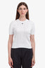 Pre-loved Chanel™ 2023 White Interlocking CC Logo Short Sleeve Ribbed Crewneck Top Size 44