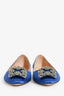 Manolo Blahnik Blue Satin Crystal 'Hangisi' Flats Size 36.5
