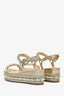 Christian Louboutin Metallic Gold Leather Stud Platform Sandals Size 39