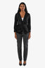Jean Brunello Cucinelli taille haute extra slim en denim noir délavé, taille 6 US