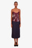 Gucci Navy Mohair Wool Detachable Crystal G Hip Detail Midi Skirt Size 42