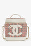 Pre-loved Chanel™ 2019 White Tweed Lambskin Timeless Vanity Cosmetic Case
