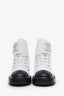 Pre-loved Chanel™ White Tweed Lambskin Quilted Lace Up Combat Boots Size 36.5