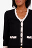 Maje Black/White Knit Scalloped Edge Hem Cardigan Size 1