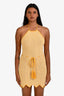 Ronny Kobo Yellow/White Crochet Halter Mini Dress Size S