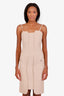 Pre-loved Chanel™ 2014 Beige Metallic Tweed Jacket with Sleeveless Midi Dress Set Size 34