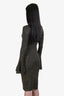 Frame Black/Gold Knit 'Godet Lurex' Bell Sleeve Dress Size XS