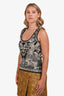 Roberto Cavalli Black Cream Jacquard Tank Top Size 42